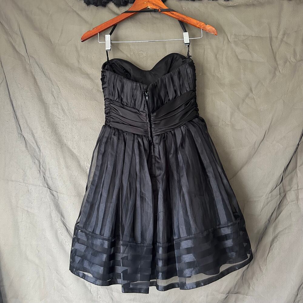 🥶 Betsey Johnson Black Organza Corset Mini Dress Size 6 - Picture 6 of 11